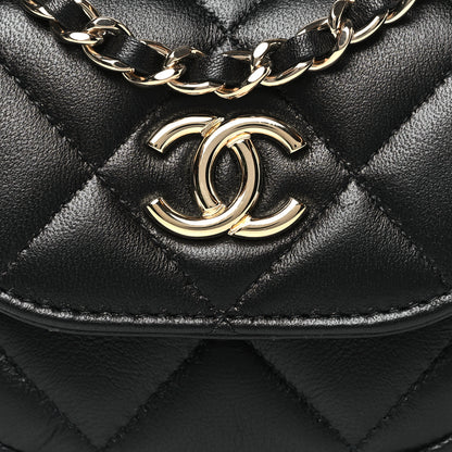 Chanel Lambskin Quilted Pearl Top Handle Clutch With Chain Black 9 of 12