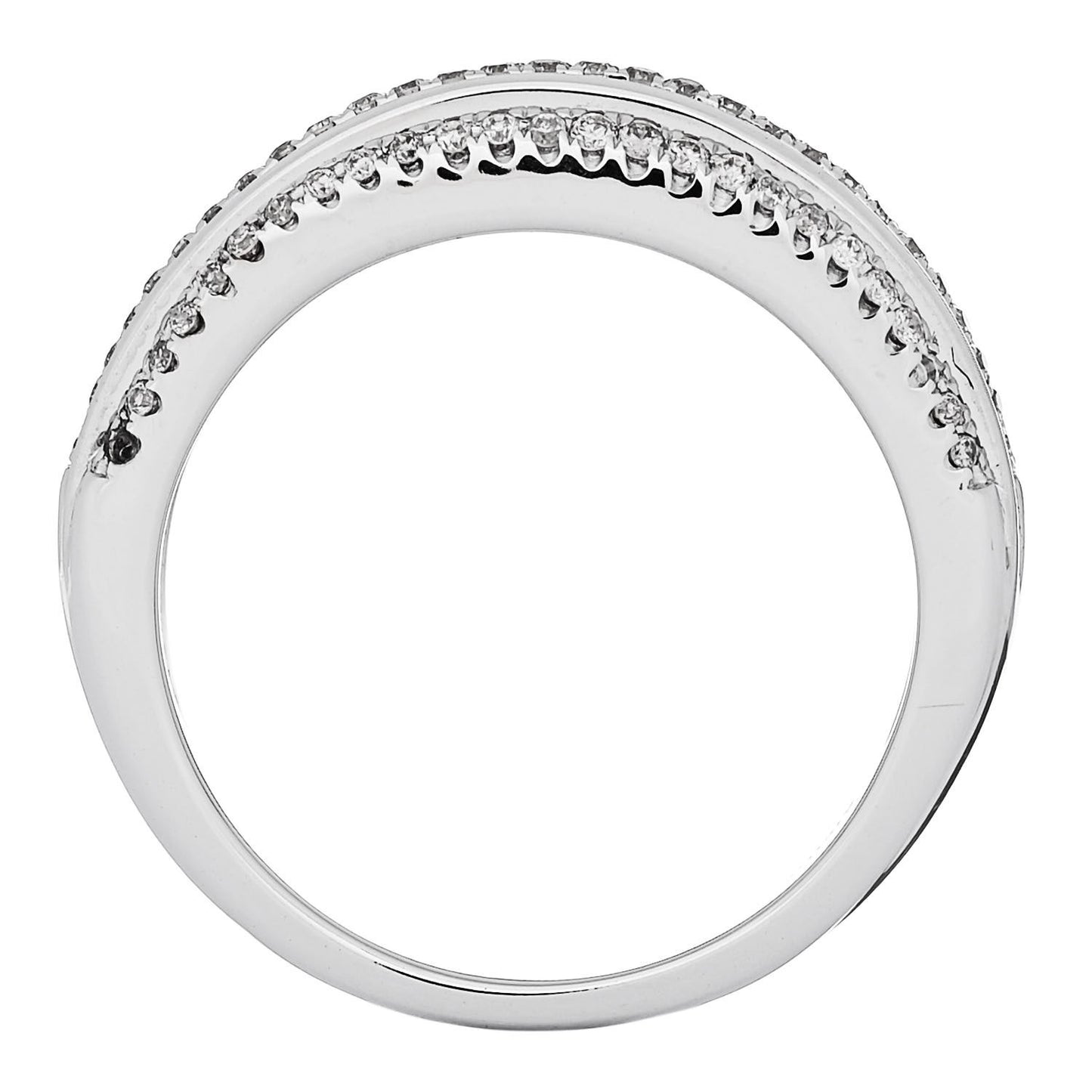 18K White Gold Diamond .24ctw 3 Row Pave Band Ring 53 6.25