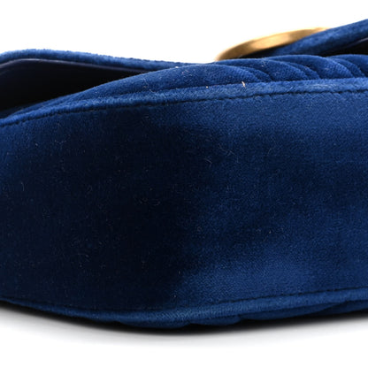 Gucci Velvet Matelasse Mini GG Marmont Shoulder Bag Cobalt Blue 9 of 10