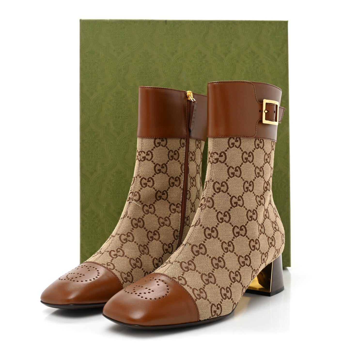 Monogram Cordovan Lux GG Ankle Boots 41.5 Beige Cuir