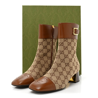Gucci Monogram Cordovan Lux GG Ankle Boots 41.5 Beige Cuir 9 of 9
