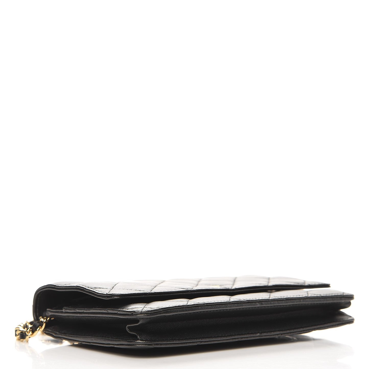Lambskin Quilted Wallet On Chain WOC Black