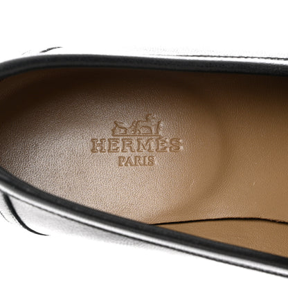 Hermes Goatskin Womens Paris Loafers 37 Black 6 of 7
