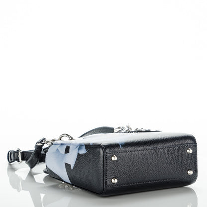 Christian Dior Deerskin Floral Printed Mini Lady Dior Black Blue 4 of 7