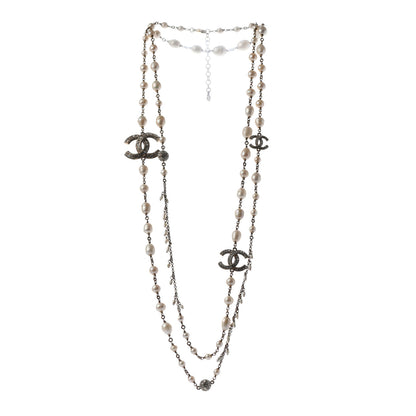 Chanel Pearl Crystal CC Long Necklace Gold 3 of 5