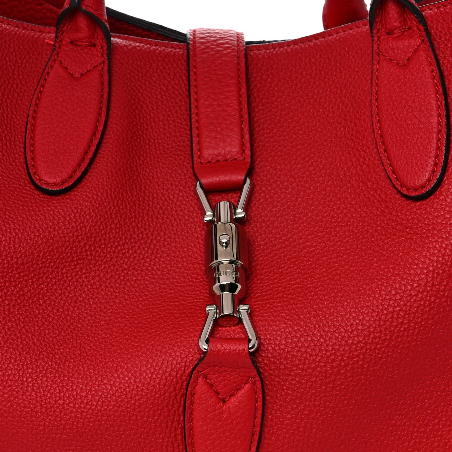 Soft Calfskin Medium Jackie Top Handle Bag Hibiscus Red