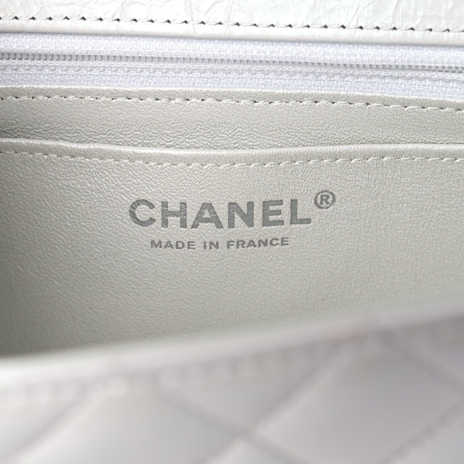 Chanel Iridescent Crumpled Calfskin Quilted Mini Rectangular Flap White 5 of 10