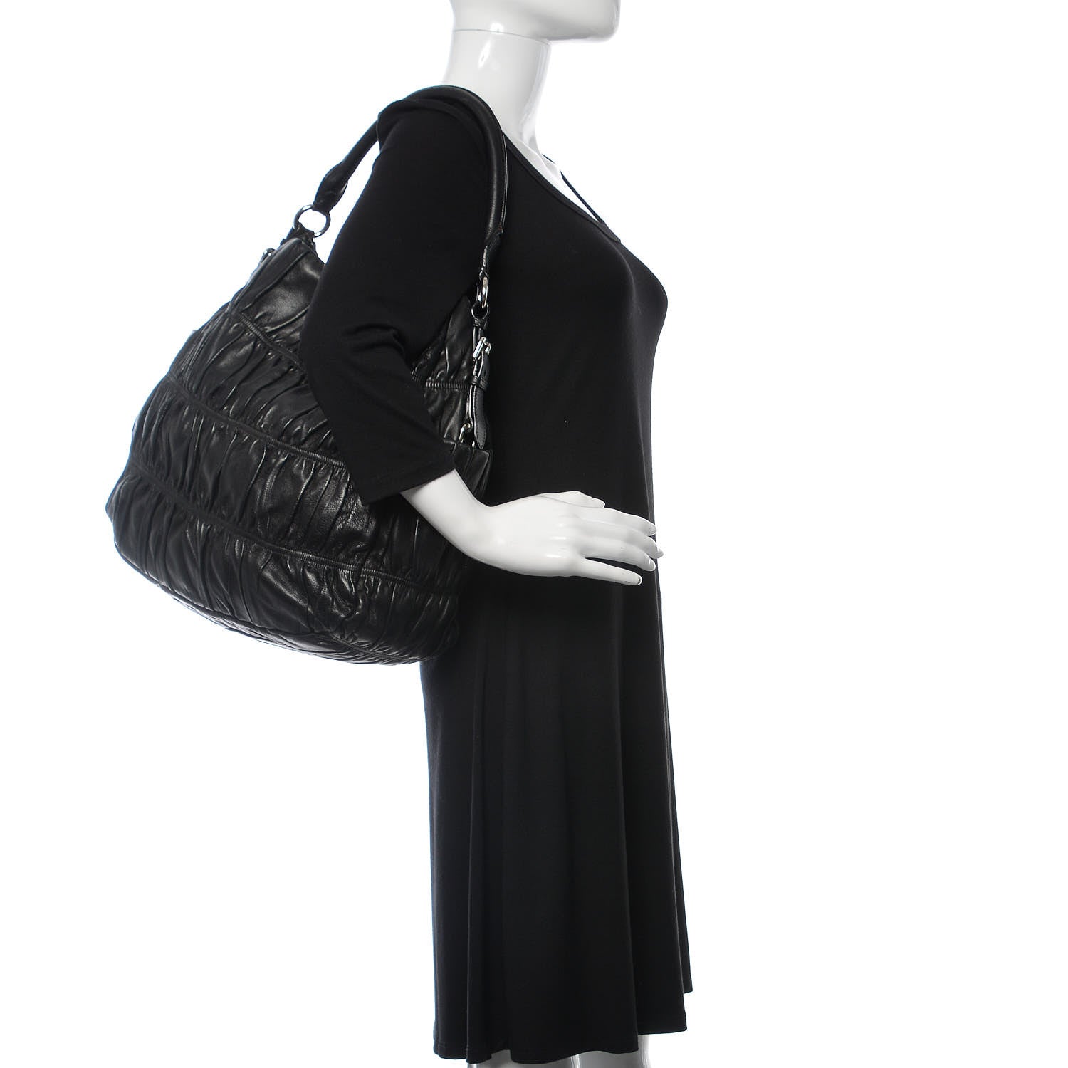 Prada Nappa Gaufre Hobo Black 2 of 10