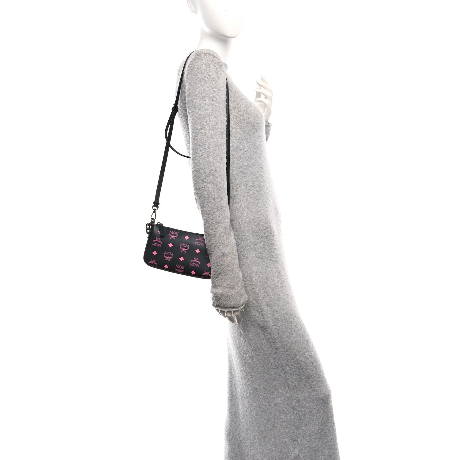 MCM Calfskin Color Splash Pouch on Chain Black Pink 3 of 9