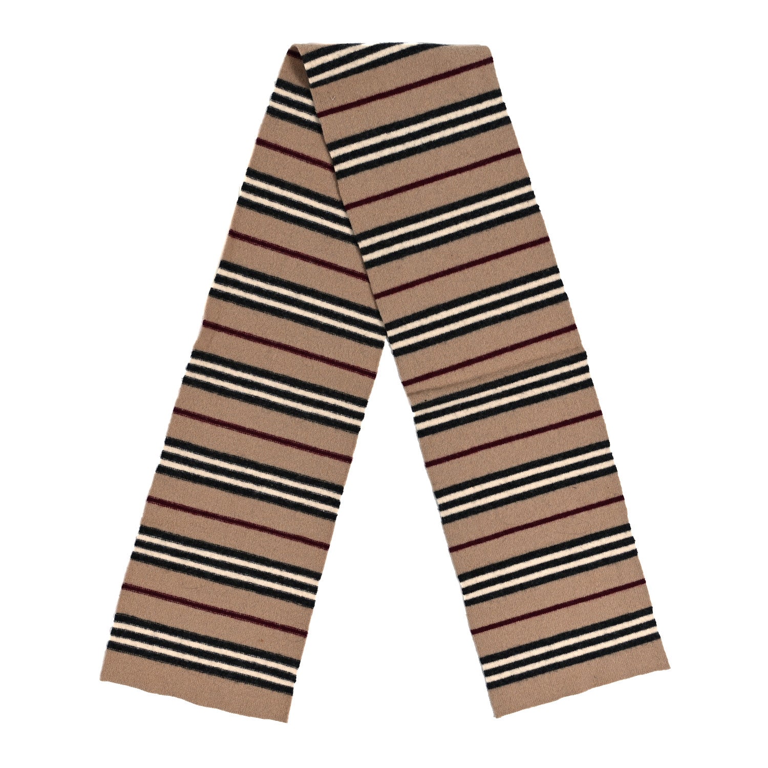 Burberry Lambswool Stripe Scarf Camel 2 of 3