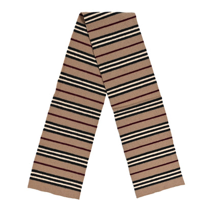 Burberry Lambswool Stripe Scarf Camel 2 of 3