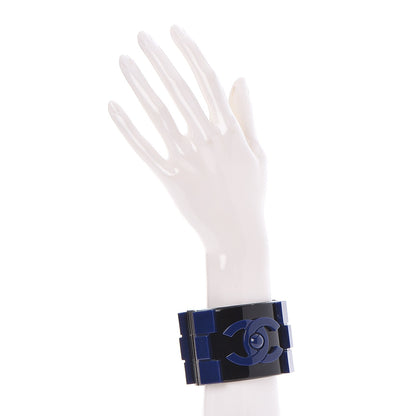 Chanel Plexiglass Lego Boy Cuff Black Blue 2 of 6