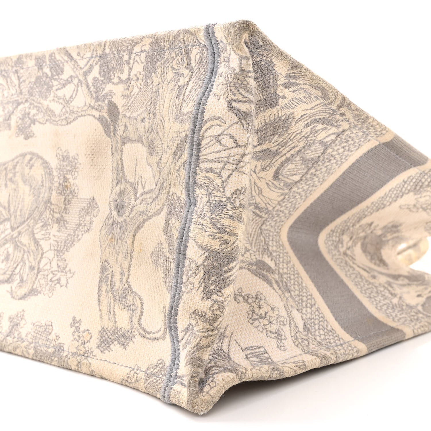 Christian Dior Canvas Embroidered Medium Dioriviera Toile De Jouy Book Tote Gray 10 of 17