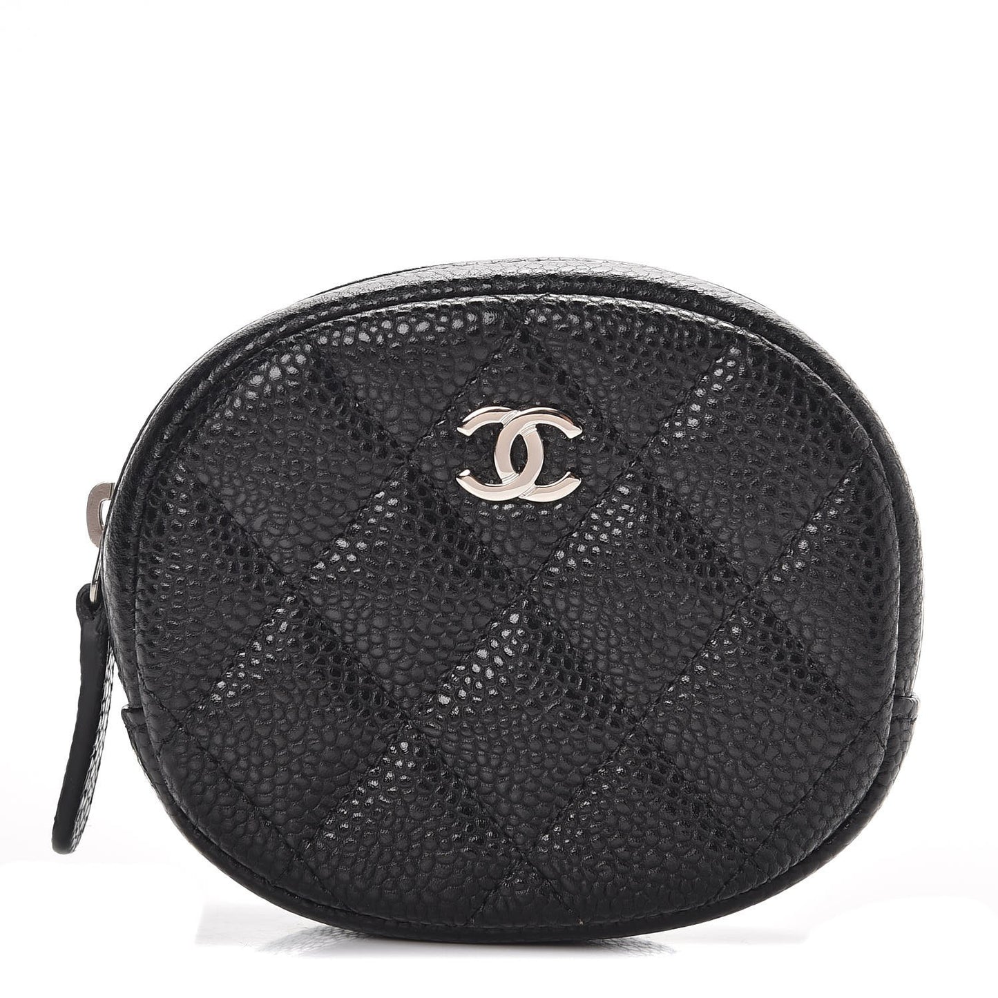 Caviar Quilted Zip Around Classic Coin Purse Black