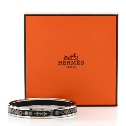Hermes Enamel Printed Narrow Grand Apparat Bracelet Black 6 of 6