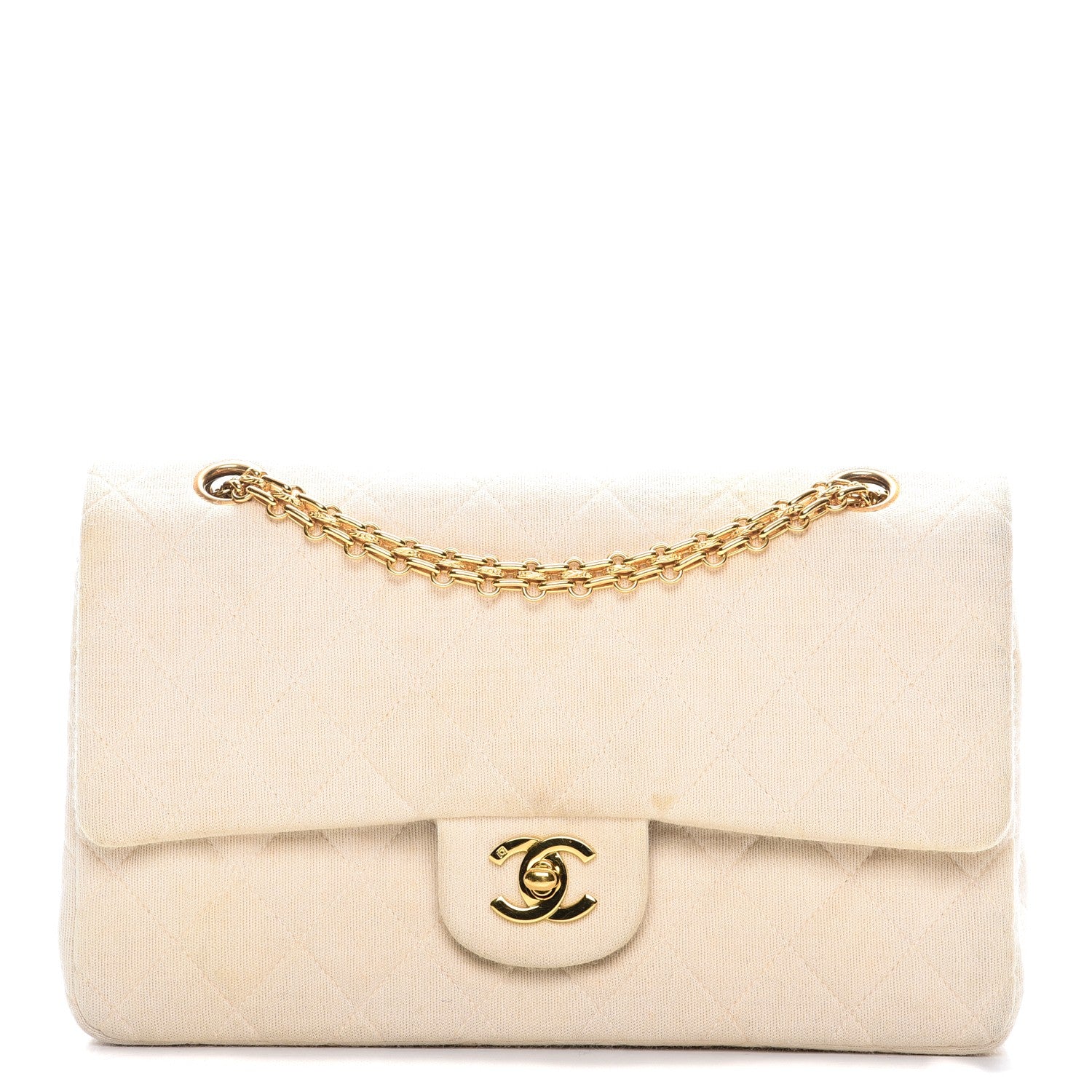 Chanel Jersey Quilted Medium Double Flap Beige 1 of 18