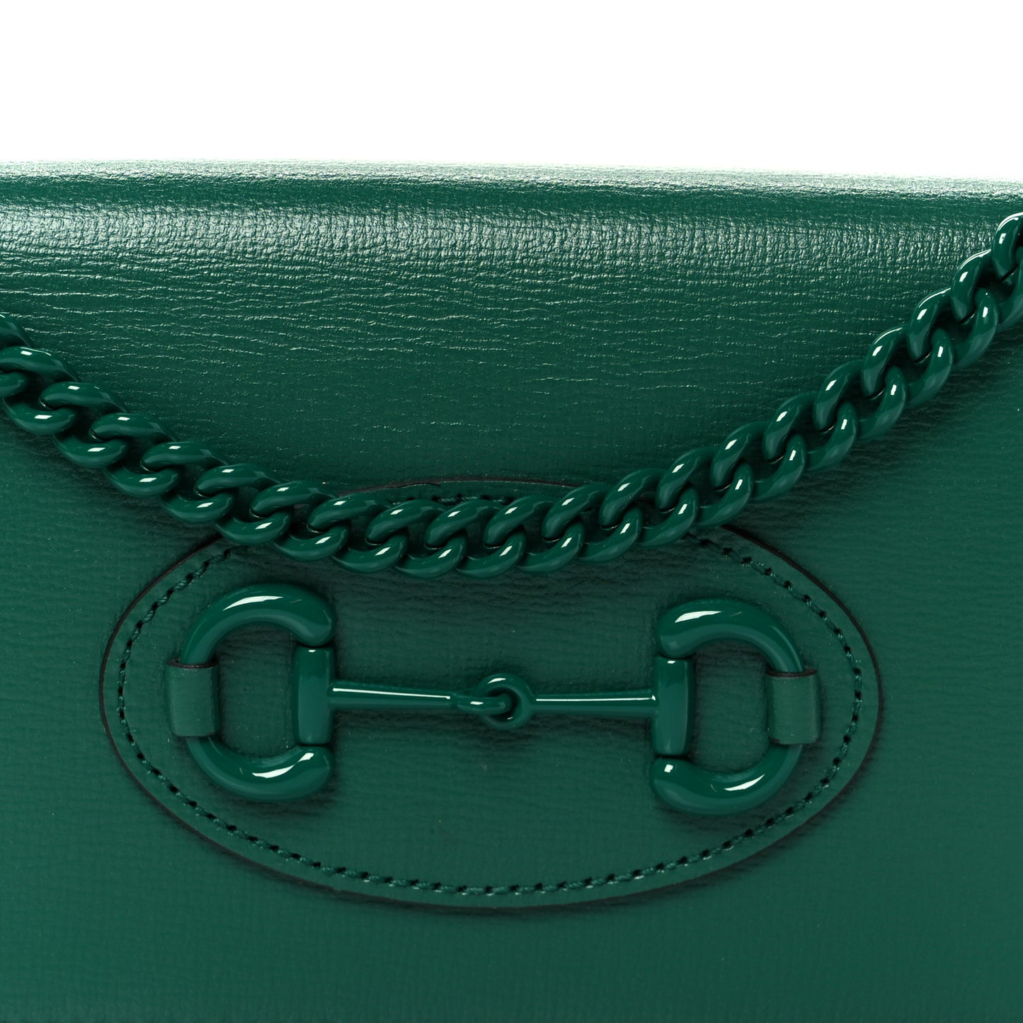 Azalea Calfskin Enamel Horsebit 1955 Wallet On Chain Emerald Green