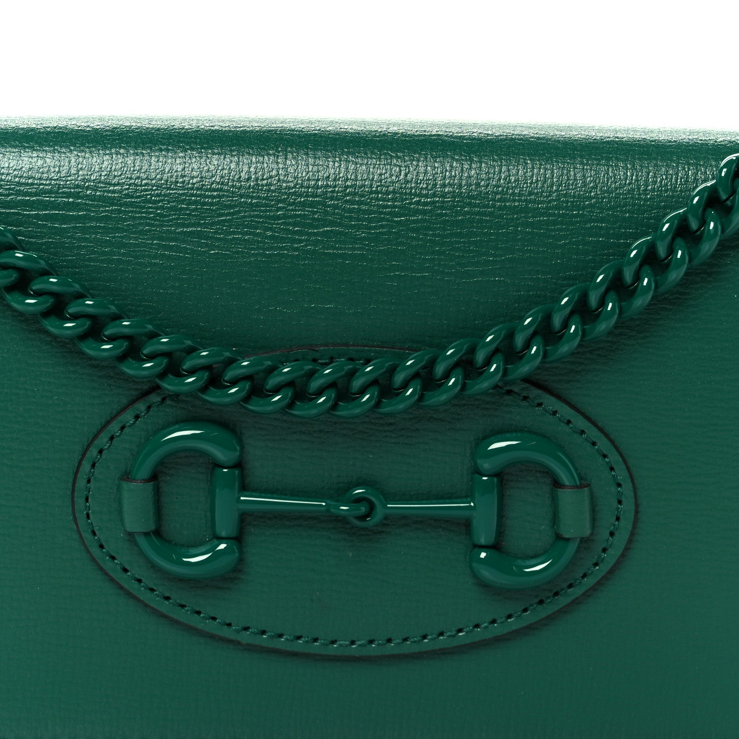 Gucci Azalea Calfskin Enamel Horsebit 1955 Wallet On Chain Emerald Green 15 of 19
