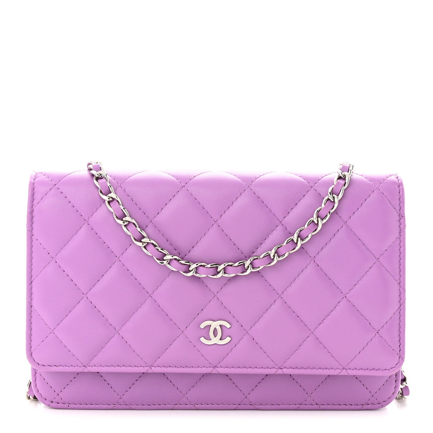 Chanel Lambskin Quilted Wallet On Chain WOC Purple 1 of 12