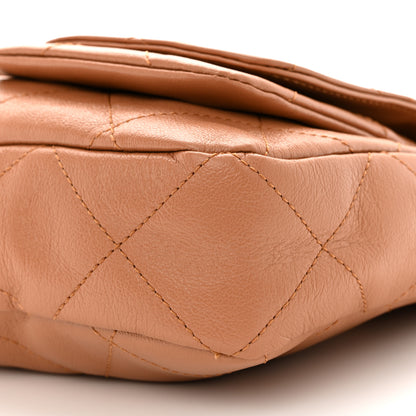 Chanel Shiny Calfskin Quilted Small Supple Twins Hobo Bag Brown 10 of 11