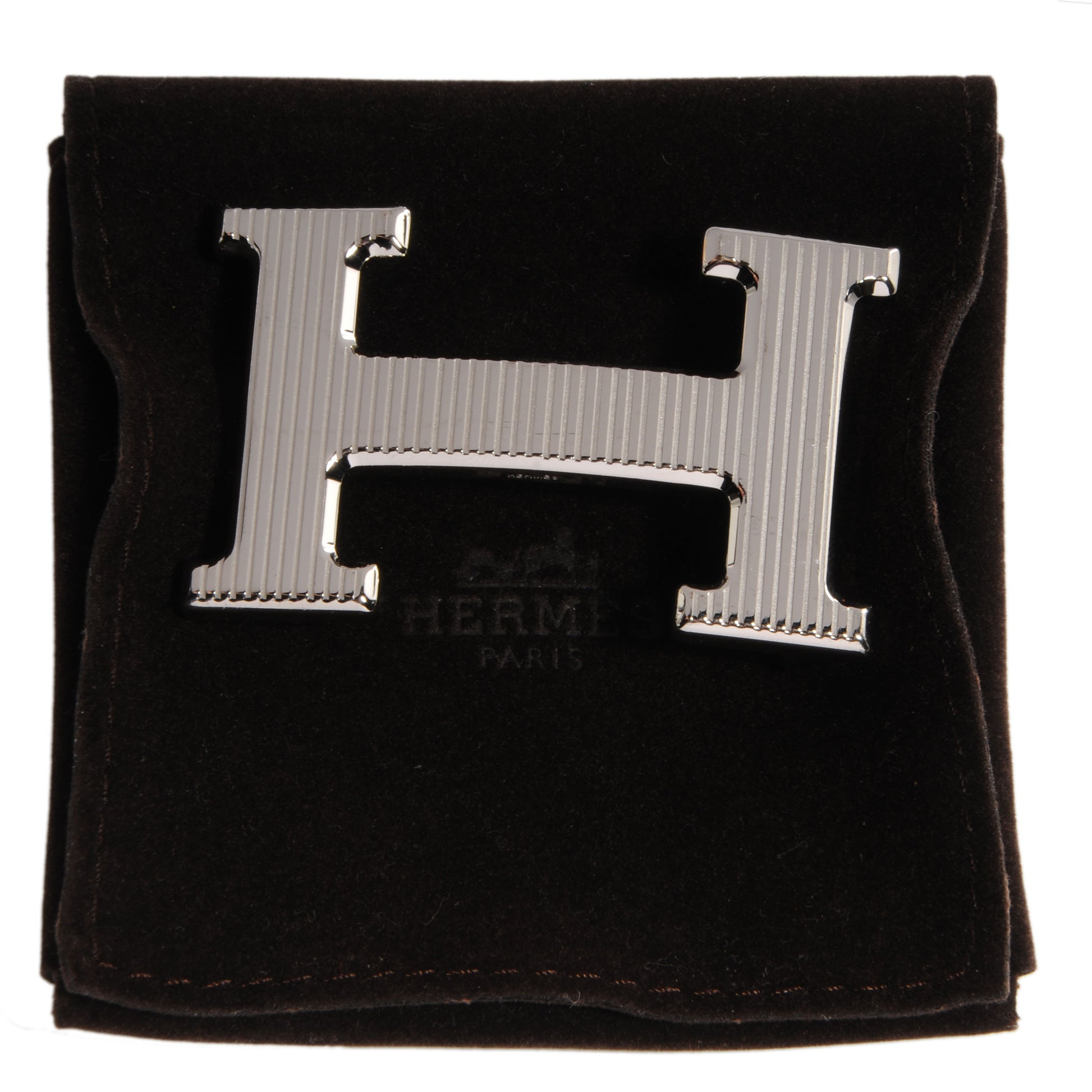 Hermes Palladium Ribbed 32mm H Belt Buckle 5 of 5