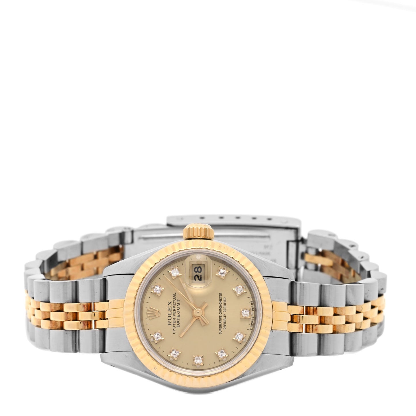 Stainless Steel 18K Yellow Gold Diamond 26mm Oyster Perpetual Datejust Watch Champagne 69173