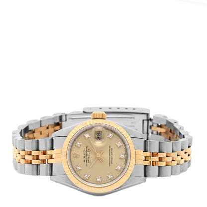 Rolex Stainless Steel 18K Yellow Gold Diamond 26mm Oyster Perpetual Datejust Watch Champagne 69173 2 of 4