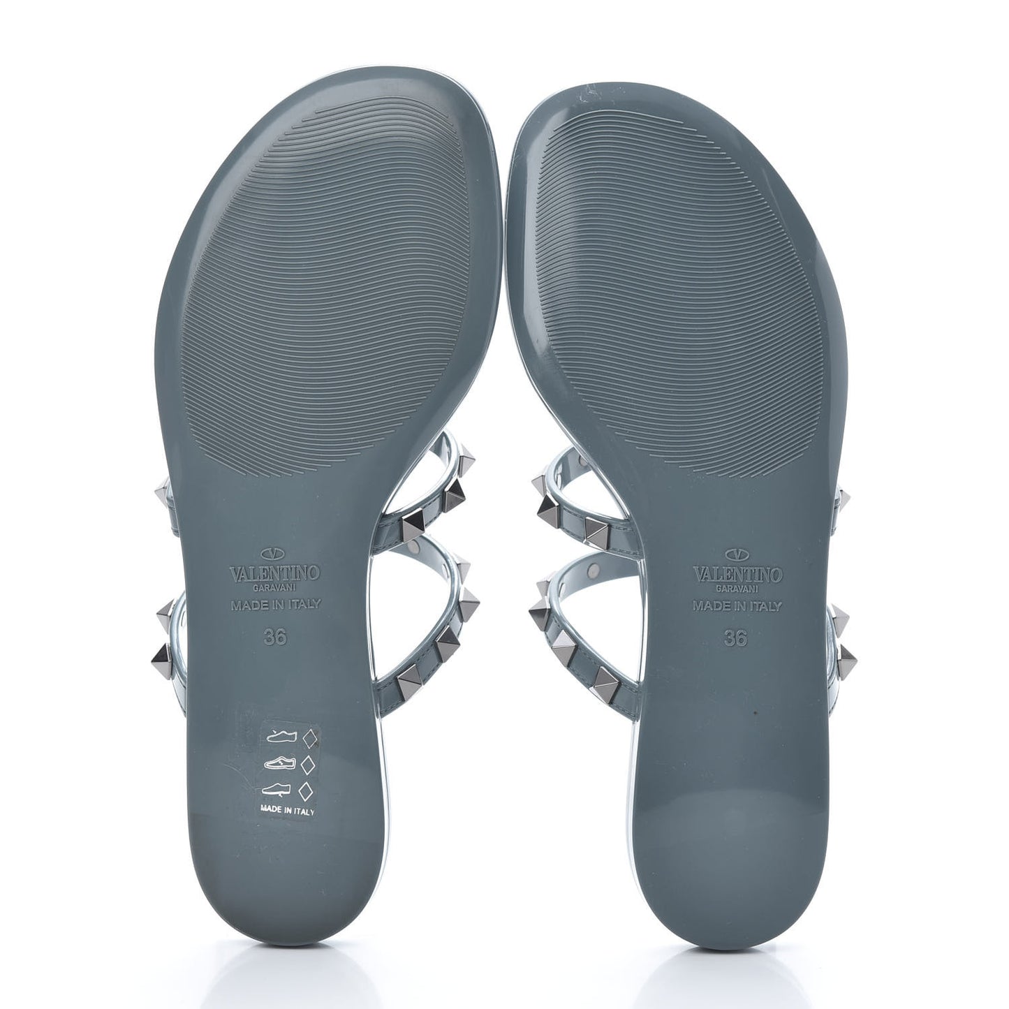 PVC Jelly Rockstud Caged Flat Thong Sandals 36 Blue