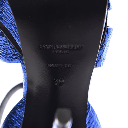 Saint Laurent Metallic Calfskin Tribute 105 Platform Sandals 39 Blue 6 of 9