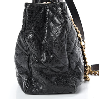 Chanel Crumpled Grained Calfskin Quilted CC Crave Tote Black 15 of 16