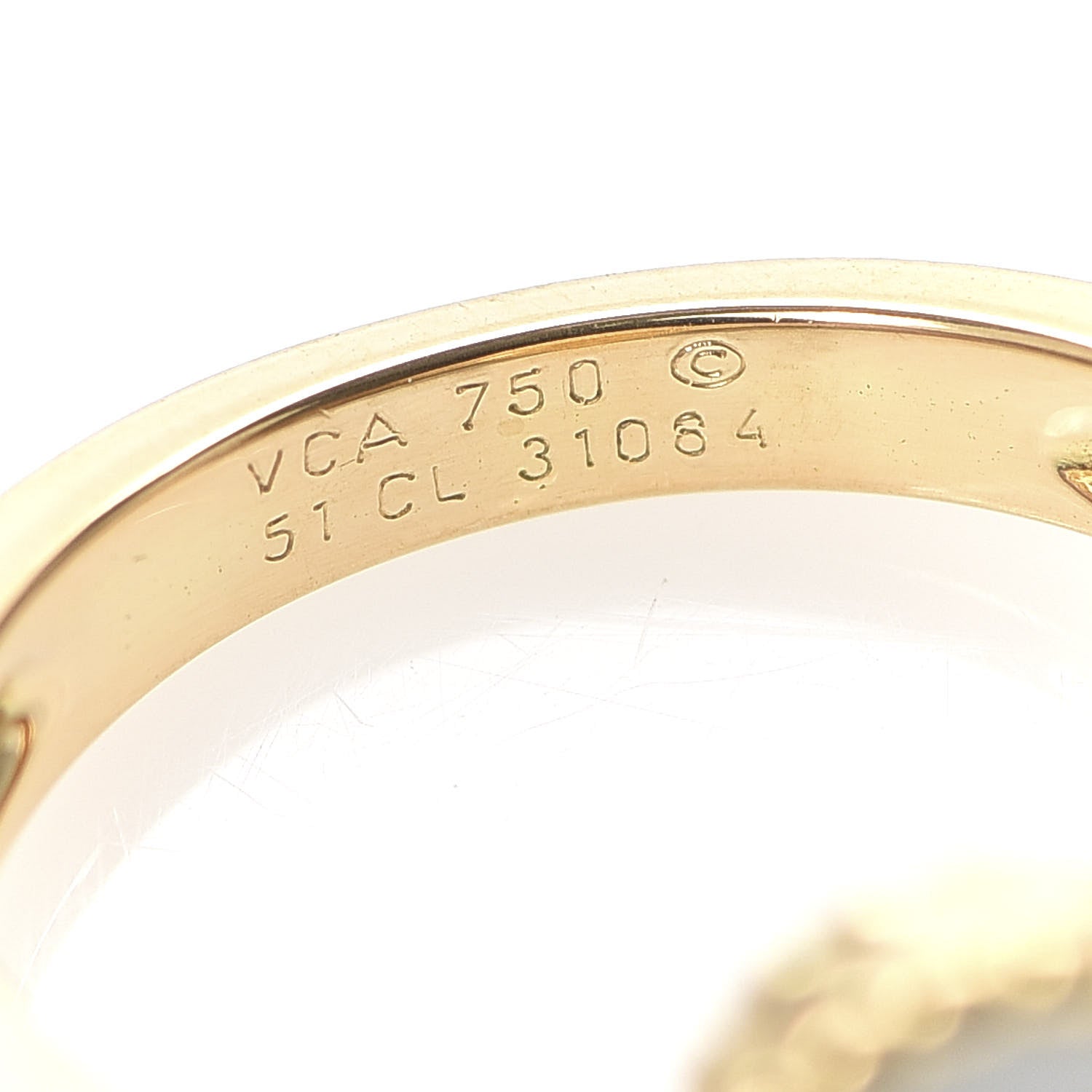 Van Cleef & Arpels 18K Yellow Gold Diamond Mother of Pearl Vintage Alhambra Ring 51 5.75 5 of 5