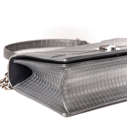Christian Dior Metallic Patent Micro-Cannage Medium Diorama Flap Bag Silver 8 of 9