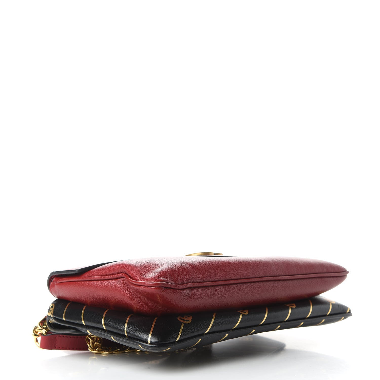 Gucci Calfskin Diagonal GG Medium Thiara Double Envelope Shoulder Bag Black Red 4 of 10