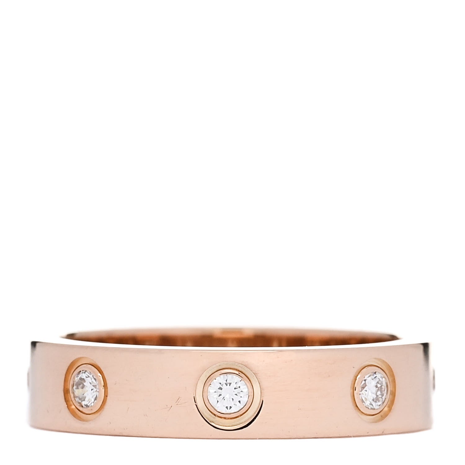 Cartier 18K Pink Gold 8 Diamond 4mm LOVE Wedding Band Ring 49 4.75 3 of 5