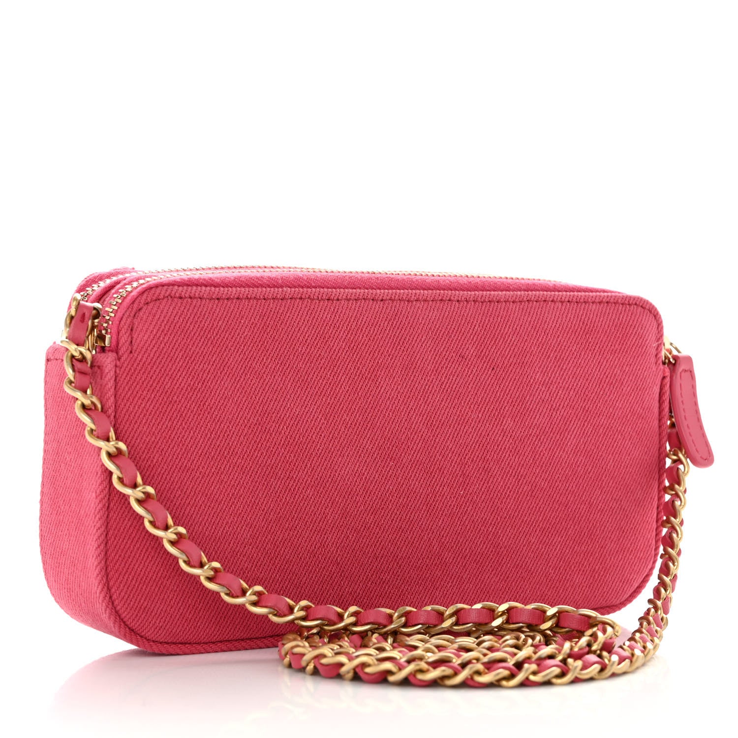 Chanel Denim Chevron Small Coco Clutch With Chain Dark Pink 2 of 15