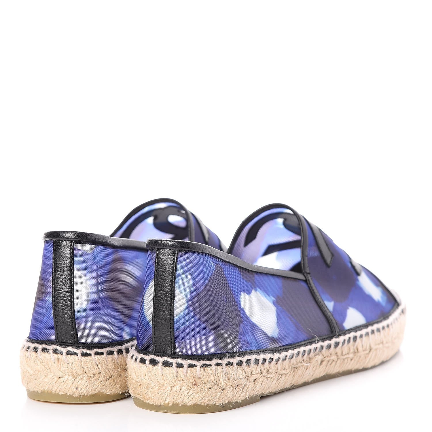Chanel Mesh Lambskin Check Print CC Espadrilles 42 Blue Black White 16 of 21