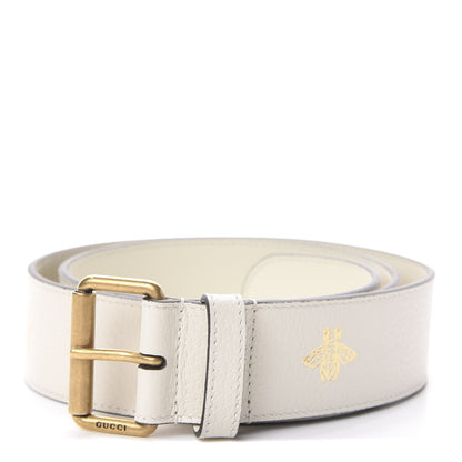 Gucci Textured Dollar Calfskin Bees And Stars Print Womens 40mm Belt 90 36 Mystic White Gold 1 of 5