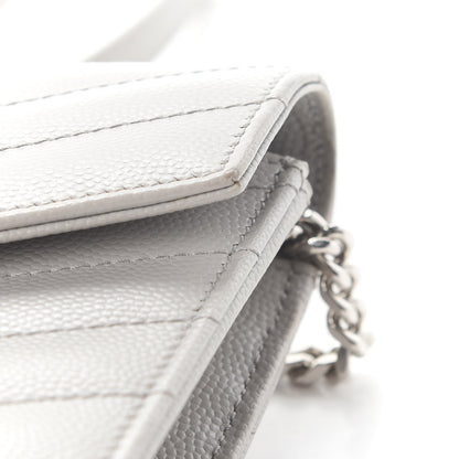 Saint Laurent Grain De Poudre Matelasse Chevron Monogram Envelope Chain Wallet Souris 15 of 16