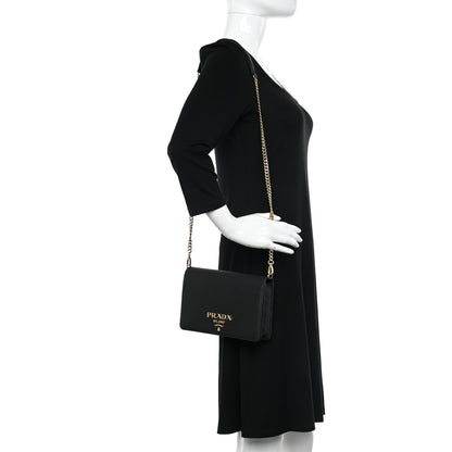 Prada Saffiano Lux Mini Crossbody Bag Black 2 of 9