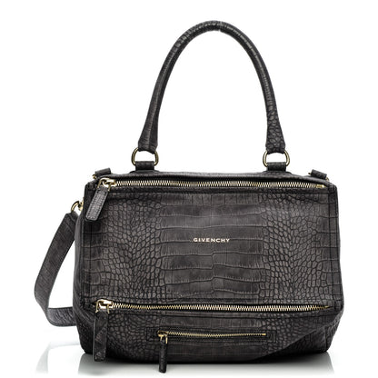 Givenchy Nubuck Crocodile Embossed Medium Pandora Dark Grey 1 of 8