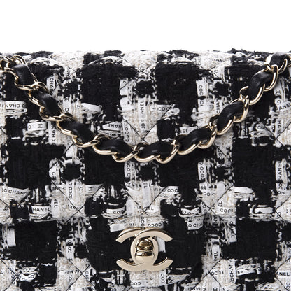 Chanel Tweed Quilted Mini Rectangular Flap Black Ecru White 10 of 11