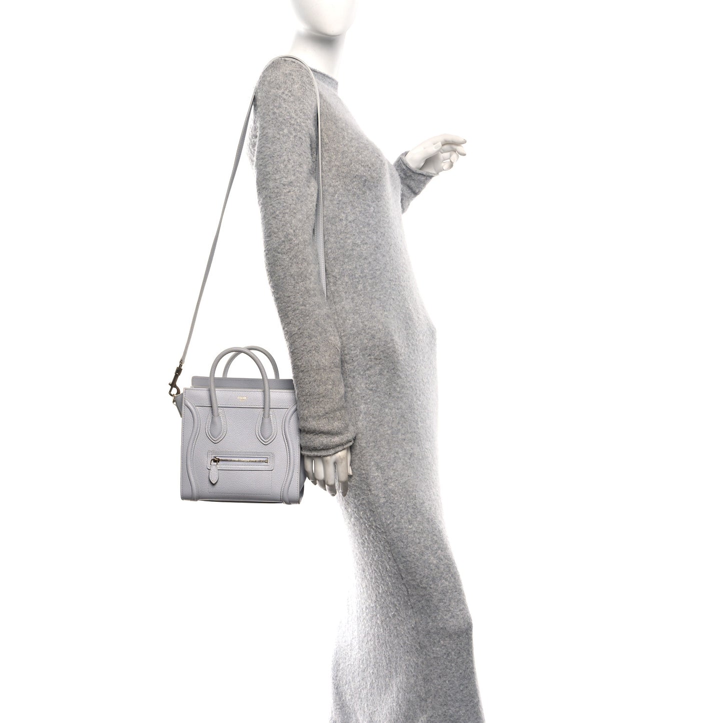 Drummed Calfskin Nano Luggage Pearl Blue