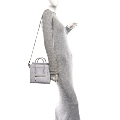 Celine Drummed Calfskin Nano Luggage Pearl Blue 2 of 10