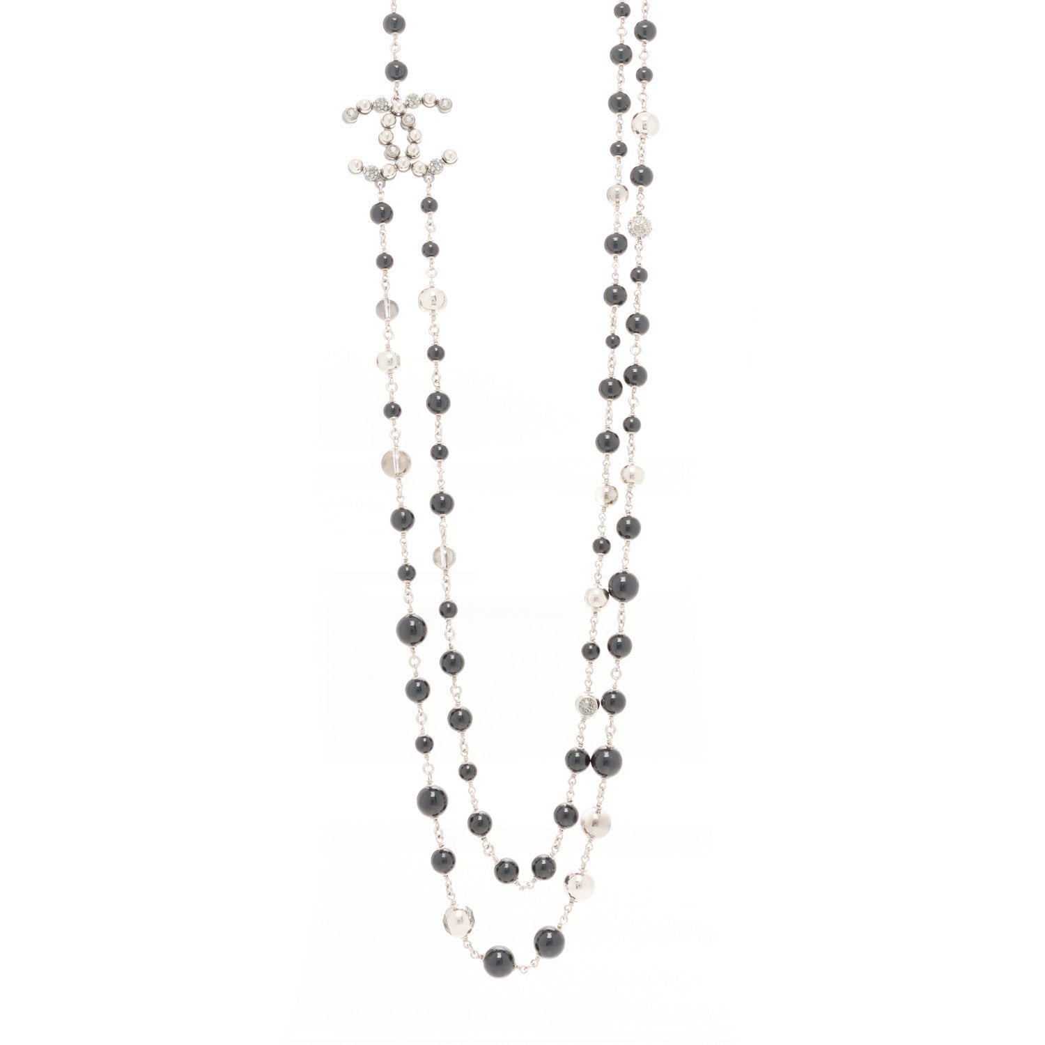 Chanel Pearl Beaded CC Long Necklace Black 1 of 5