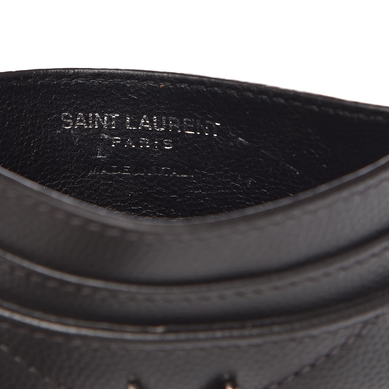 Saint Laurent Grain De Poudre Matelasse Chevron Monogram Card Case Coal 6 of 8