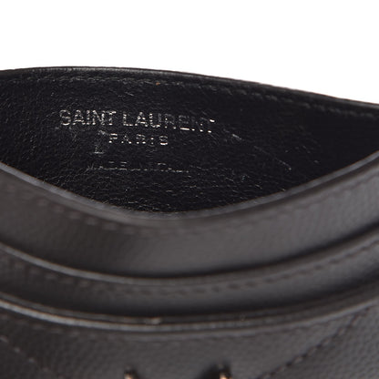 Saint Laurent Grain De Poudre Matelasse Chevron Monogram Card Case Coal 6 of 8