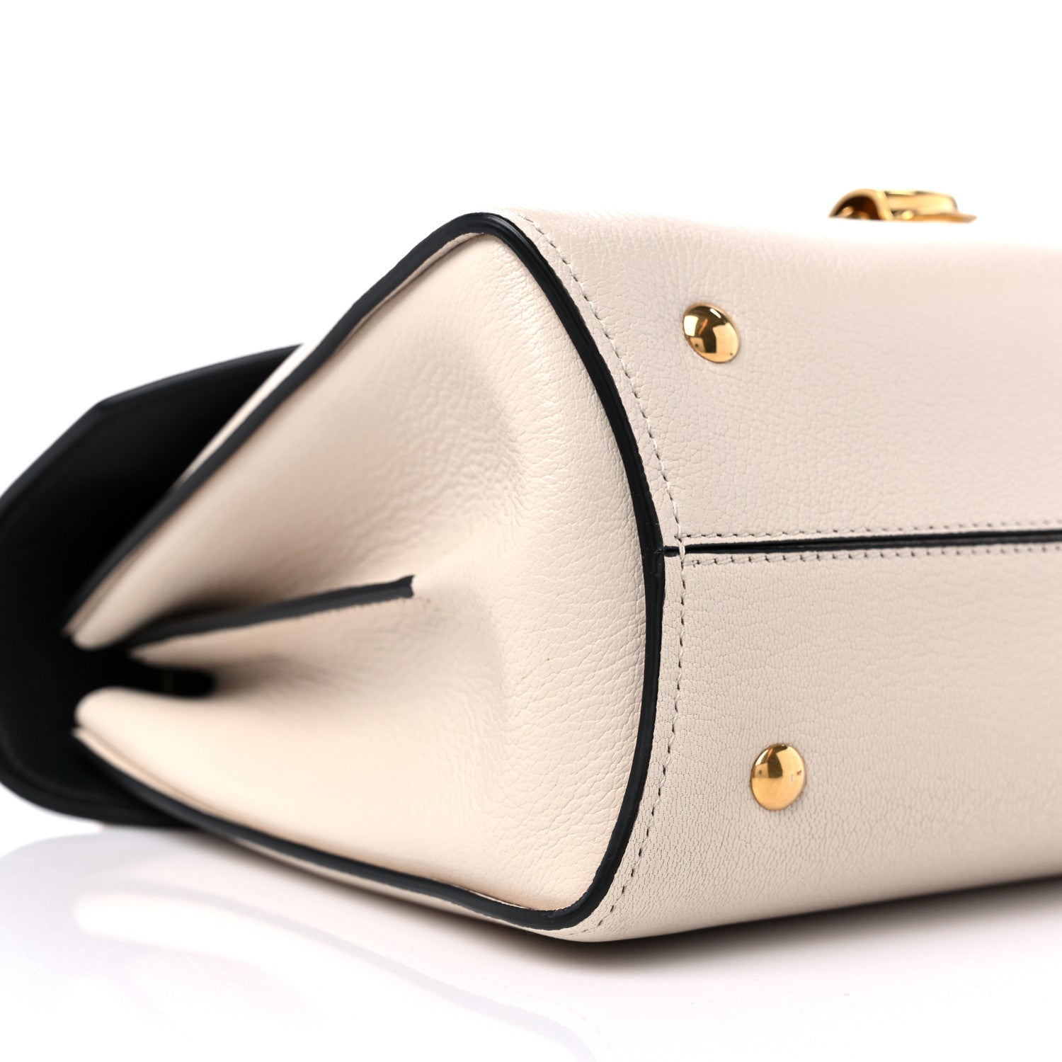 Salvatore Ferragamo Calfskin Small Margot Top Handle Satchel Bone Black 7 of 8
