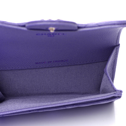 Chanel Caviar Quilted Flap Card Holder Wallet Purple 5 of 12