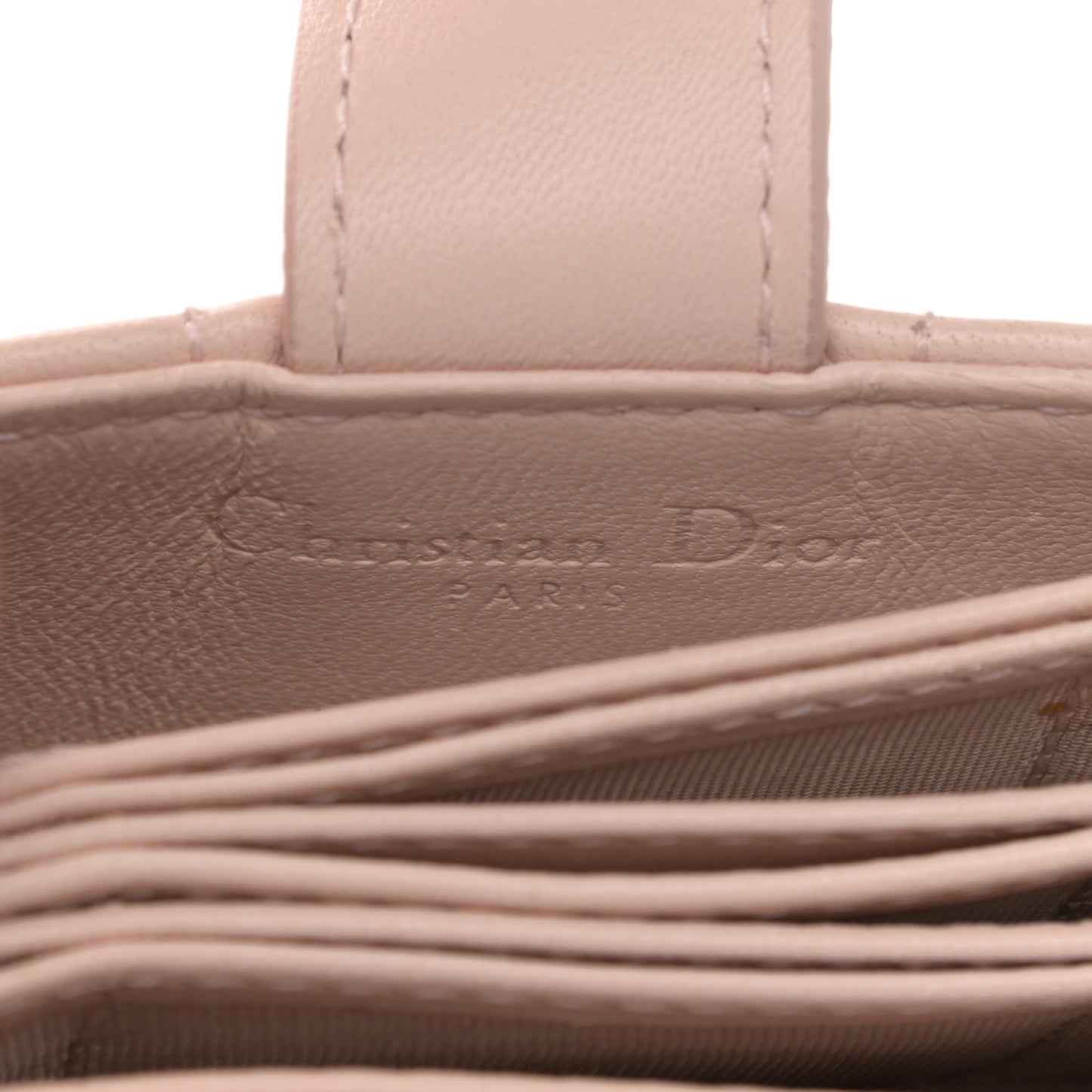 Lambskin Cannage Lady Dior 5-Gusset Card Holder Light Pink