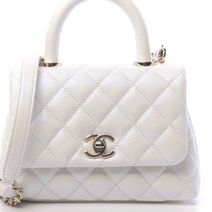 Chanel Iridescent Caviar Quilted Extra Mini Coco Handle Flap Ivory 8 of 11